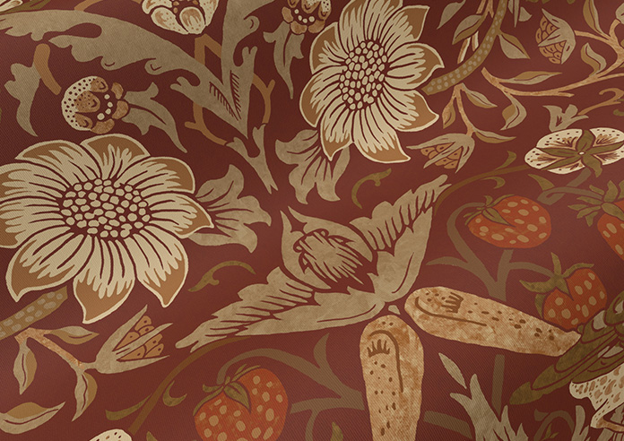 William Morris At Home Strawberry Thief, Acorn - Roller Blind - Image 4